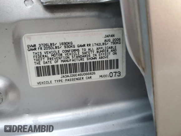 2006 Mitsubishi Lancer ES with VIN JA3AJ26E46U066826, listed as a Copart auction lot 83899024 with 177,470 mi miles and Salvage Title. Bid and sale history available at carsss.com. Image 14.