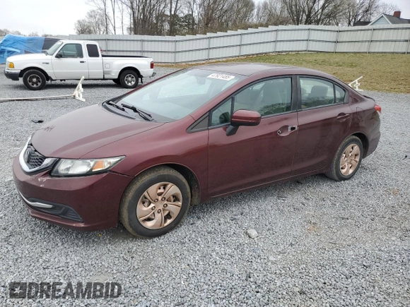 2014 Honda Civic Sedan LX with VIN 19XFB2F59EE056276, listed as a Copart auction lot 47921485 with 191,868 mi miles and Salvage Title. Bid and sale history available at carsss.com. Image 1.