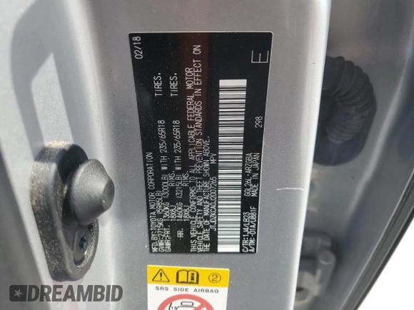 2018 Lexus RX 350L Premium с VIN JTJDZKCA0J2007265, выставлен на аукционе Copart как лот 64041405 с пробегом 73 050 миль миль и Списание • Salvage title. История ставок и продаж доступна на DreamBid. Изображение 13.