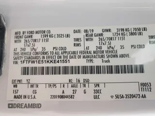 2019 Ford F-150 XL with VIN 1FTFW1E51KKE41551, listed as a IAAI auction lot 42308765 with 153,762 mi miles and . Bid and sale history available at DreamBid. Image 1.