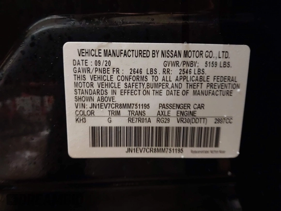 2021 Infiniti Q50 Signature Edition with VIN JN1EV7CR8MM751195, listed as a IAAI auction lot 41580206 with 42,251 mi miles and . Bid and sale history available at DreamBid. Image 9.