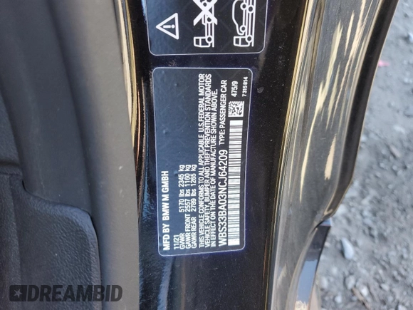 2022 BMW M4 Competition xDrive with VIN WBS33BA03NCJ64209, listed as a Copart auction lot 40508133 with 0 mi miles. Bid and sale history available at carsss.com. Image 13.