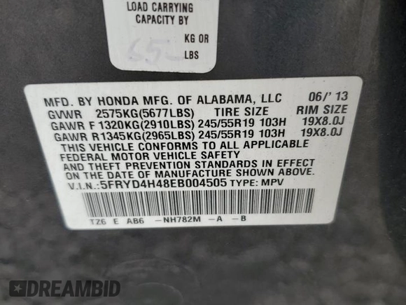 2014 Acura MDX Technology z VIN 5FRYD4H48EB004505, wystawiony jako Copart lot #54679575 z przebiegiem 180 836 mil mil oraz Szkoda całkowita • Salvage title. Historia ofert i sprzedaży dostępna na DreamBid. Obrazek 14.