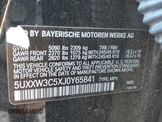 2018 BMW X4 xDrive28i with VIN 5UXXW3C5XJ0Y65841, listed as a Copart auction lot 44830584 with 84,315 mi miles. Bid and sale history available at carsss.com. Image 13.