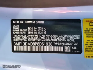 2023 BMW M2 with VIN 3MF13DM08P8D61938, listed as a Copart auction lot 54219205 with 17,311 mi miles and Salvage Title. Bid and sale history available at carsss.com. Image 12.