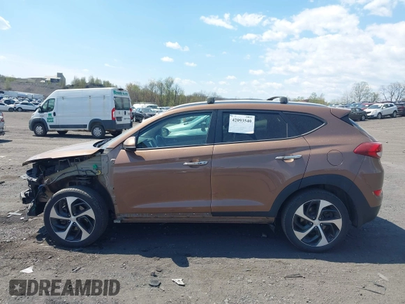 2016 Hyundai Tucson Eco with VIN KM8J3CA26GU207956, listed as a IAAI auction lot 42093540 with 87,380 mi miles. Bid and sale history available at carsss.com. Image 14.