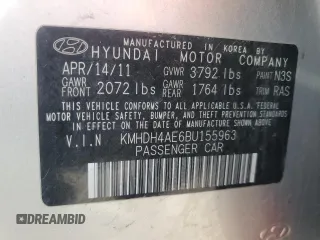2011 Hyundai Elantra Limited z VIN KMHDH4AE6BU155963, wystawiony jako Copart lot #45385235 z przebiegiem 104 767 mil mil oraz Szkoda całkowita • Salvage title. Historia ofert i sprzedaży dostępna na DreamBid. Obrazek 12.