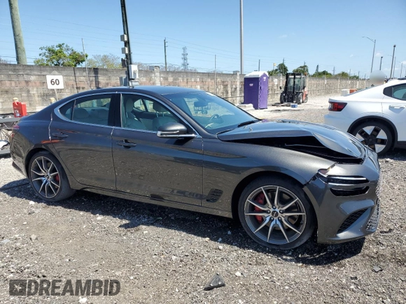 2025 Genesis G70 2.5T with VIN KMTG34SC8SU155736, listed as a Copart auction lot 54700385 with 4,991 mi miles and Clean Title. Bid and sale history available at DreamBid. Image 4.