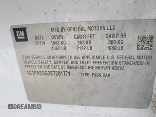 2014 Chevrolet Cruze LS with VIN 1G1PA5SG3E7281771, listed as a IAAI auction lot 42024334 with 189,918 mi miles and . Bid and sale history available at DreamBid. Image 9.