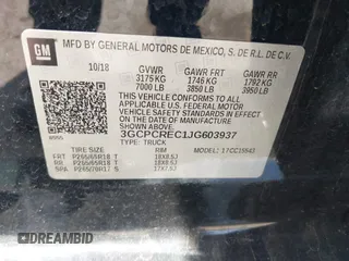 2018 Chevrolet Silverado 1500 LT with VIN 3GCPCREC1JG603937, listed as a IAAI auction lot 42067510 with 81,187 mi miles and . Bid and sale history available at DreamBid. Image 9.