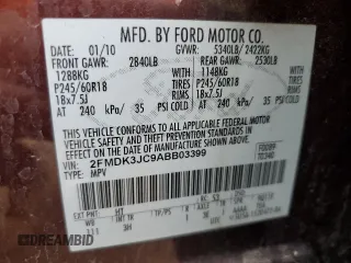 2010 Ford Edge SEL with VIN 2FMDK3JC9ABB03399, listed as a Copart auction lot 53851325 with 161,373 mi miles and Clean Title. Bid and sale history available at carsss.com. Image 14.