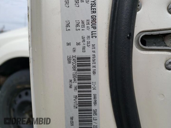 2015 Dodge Journey SE z VIN 3C4PDCABXFT595441, wystawiony jako Copart lot #59181825 z przebiegiem 122 263 mil mil oraz Szkoda całkowita • Salvage title. Historia ofert i sprzedaży dostępna na DreamBid. Obrazek 14.