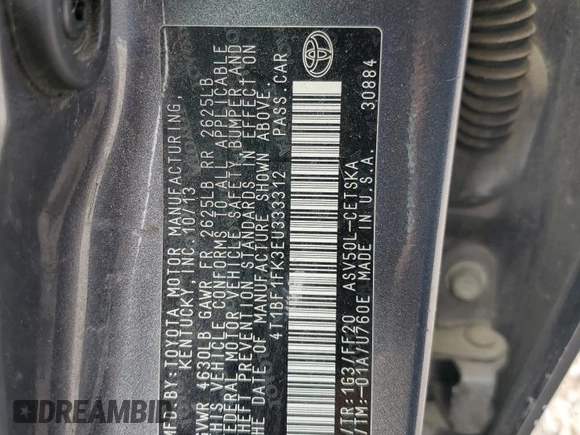2014 Toyota Camry L with VIN 4T1BF1FK3EU333312, listed as a Copart auction lot 56418065 with 243,564 mi miles and Clean Title. Bid and sale history available at DreamBid. Image 12.
