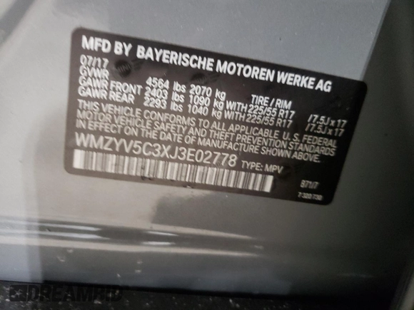 2018 MINI Countryman Cooper with VIN WMZYV5C3XJ3E02778, listed as a Copart auction lot 87367744 with 22,752 mi miles and Salvage Title. Bid and sale history available at carsss.com. Image 14.