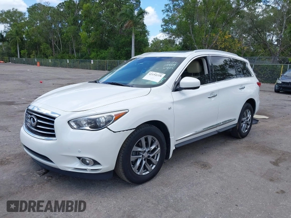 2014 Infiniti QX60 with VIN 5N1AL0MN9EC526405, listed as a IAAI auction lot 42154218 with 111,761 mi miles and . Bid and sale history available at DreamBid. Image 2.