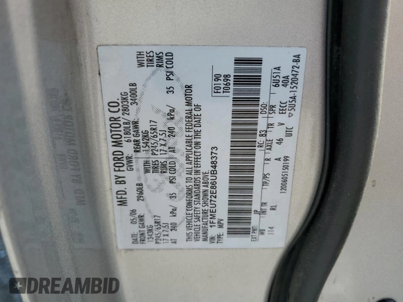 2006 Ford Explorer XLS with VIN 1FMEU72E86UB48373, listed as a Copart auction lot 55257105 with 247,077 mi miles and Salvage title. Bid and sale history available at DreamBid. Image 13.