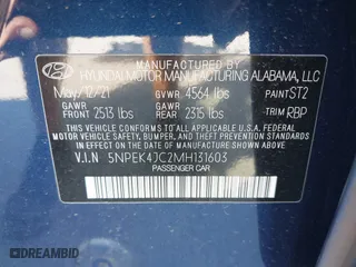 2021 Hyundai Sonata N Line with VIN 5NPEK4JC2MH131603, listed as a IAAI auction lot 41680028 with 28,501 mi miles. Bid and sale history available at carsss.com. Image 9.