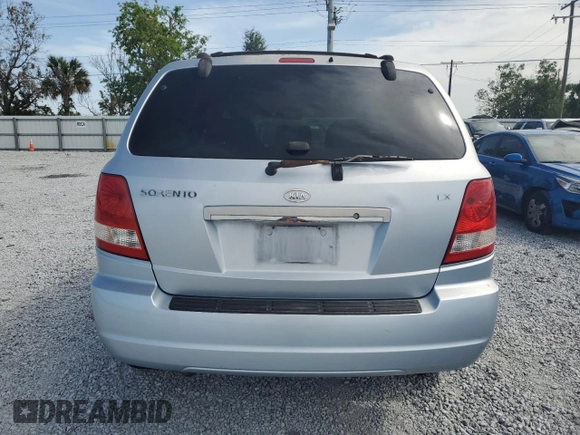 2005 Kia Sorento LX with VIN KNDJD733555463706, listed as a Copart auction lot 53953475 with 86,187 mi miles and Salvage Title. Bid and sale history available at carsss.com. Image 6.