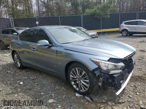 2019 Infiniti Q50 Luxe with VIN JN1EV7AR9KM553774, listed as a Copart auction lot 51593855 with 62,446 mi miles and Salvage title. Bid and sale history available at DreamBid. Image 4.