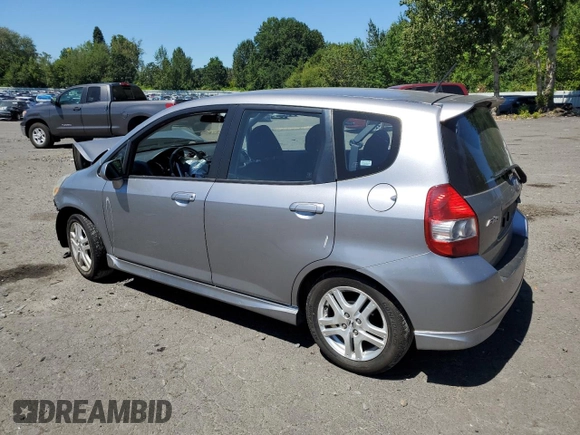 2007 Honda Fit Sport with VIN JHMGD38677S054938, listed as a Copart auction lot 63080704 with 155,754 mi miles and Salvage Title. Bid and sale history available at carsss.com. Image 2.