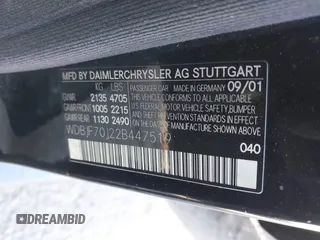 2002 Mercedes-Benz E 320 with VIN WDBJF70J22B447519, listed as a IAAI auction lot 41454868 with 133,252 mi miles and . Bid and sale history available at DreamBid. Image 9.