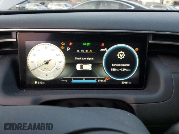 2022 Hyundai Tucson SEL with VIN 5NMJC3AEXNH088778, listed as a Copart auction lot 42343075 with 23,461 mi miles and Salvage Title. Bid and sale history available at DreamBid. Image 9.