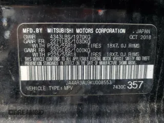 2019 Mitsubishi Outlander ES z VIN JA4AR3AU9KU008553, wystawiony jako Copart lot #55217945 z przebiegiem 85 670 mil mil oraz Szkoda całkowita • Salvage title. Historia ofert i sprzedaży dostępna na DreamBid. Obrazek 13.