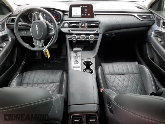 2021 Genesis G70 2.0T with VIN KMTG44LA2MU066726, listed as a Copart auction lot 50803555 with 28,618 mi miles and Salvage title. Bid and sale history available at DreamBid. Image 8.
