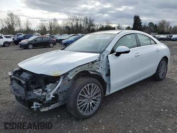 2024 Mercedes-Benz CLA 250 with VIN W1K5J4HB1RN450181, listed as a Copart auction lot 50052825 with 5,297 mi miles and Salvage title. Bid and sale history available at DreamBid. Image 1.