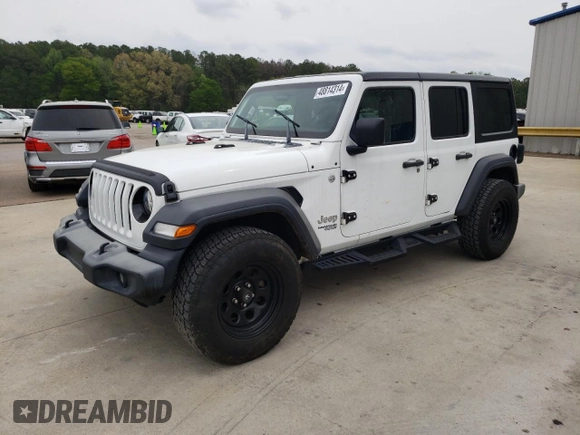 2018 Jeep Wrangler Unlimited Sport S z VIN 1C4HJXDG3JW319844, wystawiony jako Copart lot #48814314 z przebiegiem 33 849 mil mil oraz Szkoda całkowita • Salvage title. Historia ofert i sprzedaży dostępna na DreamBid. Obrazek 1.