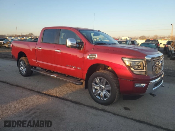 2020 Nissan Titan XD Platinum Reserve with VIN 1N6AA1FB9LN508763, listed as a Copart auction lot 46680825 with 560 mi miles and Salvage Title. Bid and sale history available at carsss.com. Image 4.