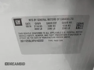 2015 Chevrolet Impala LS с VIN 2G11Z5SLXF9142202, выставлен на аукционе IAAI как лот 42412342 с пробегом 84 480 миль миль и . История ставок и продаж доступна на DreamBid. Изображение 9.