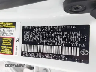 2019 Toyota Camry XSE с VIN 4T1BZ1HK9KU023858, выставлен на аукционе IAAI как лот 42218518 с пробегом 51 613 миль миль и . История ставок и продаж доступна на DreamBid. Изображение 9.