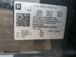 2020 Cadillac XT5 Sport AWD with VIN 1GYKNGRSXLZ161151, listed as a Copart auction lot 64041905 with 37,468 mi miles and Salvage title. Bid and sale history available at DreamBid. Image 13.