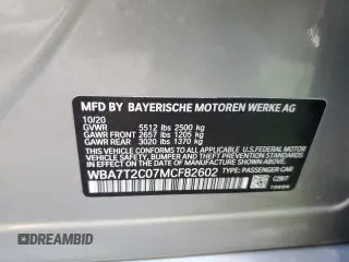 2021 BMW 7 Series 740i with VIN WBA7T2C07MCF82602, listed as a Copart auction lot 62063172 with 0 mi miles. Bid and sale history available at carsss.com. Image 10.