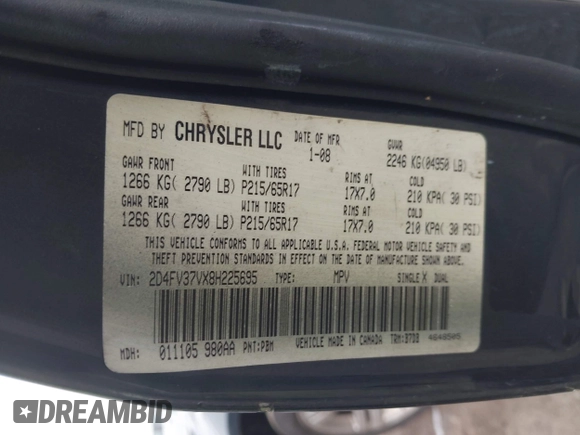 2008 Dodge Magnum SXT with VIN 2D4FV37VX8H225695, listed as a IAAI auction lot 42037741 with 196,099 mi miles and . Bid and sale history available at carsss.com. Image 9.
