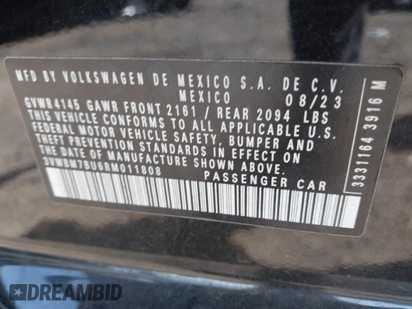 2024 Volkswagen Jetta Sport with VIN 3VWBM7BU6RM011808, listed as a IAAI auction lot 42082762 with 4,656 mi miles and . Bid and sale history available at DreamBid. Image 9.