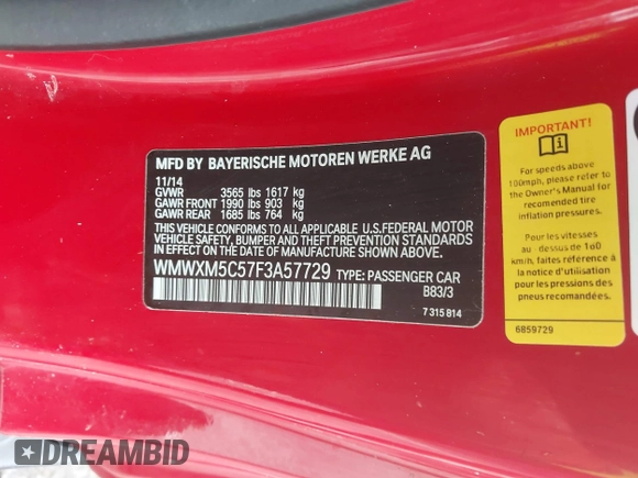 2015 MINI Hardtop with VIN WMWXM5C57F3A57729, listed as a IAAI auction lot 41924772 with 123,040 mi miles and . Bid and sale history available at DreamBid. Image 9.