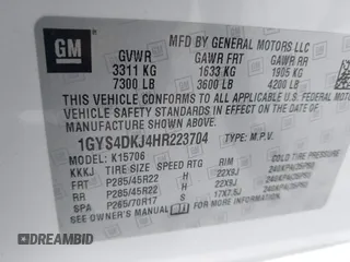 2017 Cadillac Escalade Platinum z VIN 1GYS4DKJ4HR223704, wystawiony jako IAAI lot #42303763 z przebiegiem 82 971 mil mil oraz . Historia ofert i sprzedaży dostępna na DreamBid. Obrazek 9.
