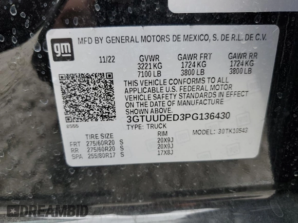 2023 GMC Sierra 1500 SLT с VIN 3GTUUDED3PG136430, выставлен на аукционе Copart как лот 51335385 с пробегом 30 820 миль миль и Чистый • Clean title. История ставок и продаж доступна на DreamBid. Изображение 12.