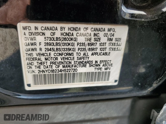2004 Acura MDX with VIN 2HNYD18234H522720, listed as a Copart auction lot 50390425 with 217,077 mi miles and Salvage Title. Bid and sale history available at carsss.com. Image 13.