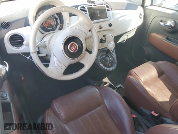 2012 FIAT 500 Lounge with VIN 3C3CFFERXCT370485, listed as a Copart auction lot 57119785 with 108,721 mi miles and Salvage title. Bid and sale history available at DreamBid. Image 8.