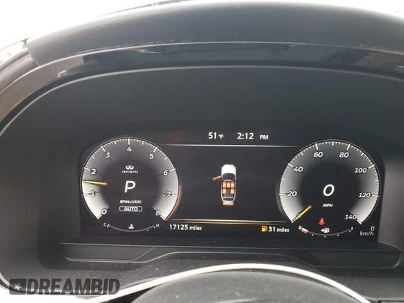 2023 Infiniti QX60 Sensory with VIN 5N1DL1GSXPC353226, listed as a Copart auction lot 44150355 with 17,125 mi miles and Salvage title. Bid and sale history available at DreamBid. Image 9.