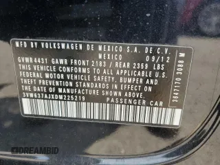 2013 Volkswagen Jetta Hybrid SE with VIN 3VW637AJXDM225219, listed as a Copart auction lot 63197905 with 97,672 mi miles and Clean title. Bid and sale history available at DreamBid. Image 12.