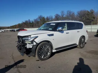2019 Infiniti QX80 LUXE with VIN JN8AZ2NE4K9229861, listed as a Copart auction lot 46151895 with 60,263 mi miles and Salvage Title. Bid and sale history available at carsss.com. Image 1.
