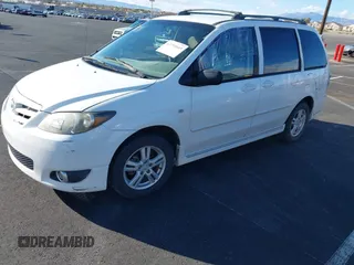 2005 Mazda MPV LX with VIN JM3LW28A950547853, listed as a IAAI auction lot 41755669 with 217,379 mi miles. Bid and sale history available at carsss.com. Image 2.