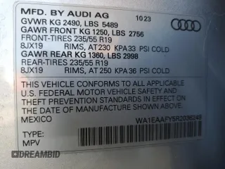 2024 Audi Q5 S line Premium Plus with VIN WA1EAAFY5R2036249, listed as a Copart auction lot 54436925 with 6,945 mi miles and Salvage title. Bid and sale history available at DreamBid. Image 13.