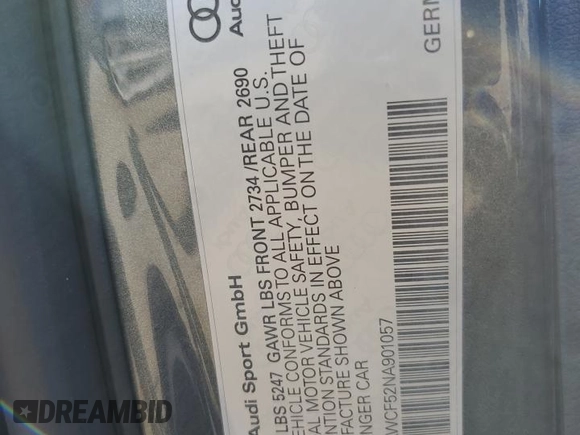 2022 Audi RS 5 Sportback z VIN WUAAWCF52NA901057, wystawiony jako Copart lot #62050164 z przebiegiem 22 175 mil mil oraz Szkody całkowita. Historia ofert i sprzedaży dostępna na DreamBid. Obrazek 13.
