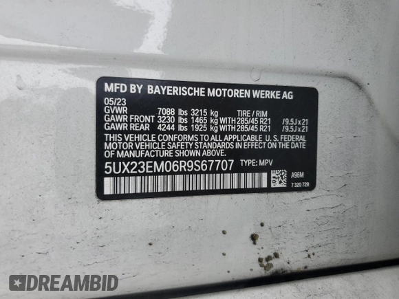 2024 BMW X7 xDrive40i z VIN 5UX23EM06R9S67707, wystawiony jako Copart lot #50916935 z przebiegiem 27 958 mil mil oraz Szkoda całkowita • Salvage title. Historia ofert i sprzedaży dostępna na DreamBid. Obrazek 14.