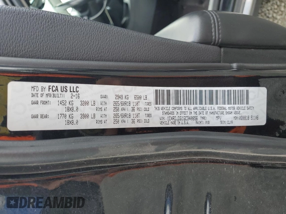 2016 Dodge Durango Limited с VIN 1C4RDJDG1GC340856, выставлен на аукционе Copart как лот 57787625 с пробегом 136 931 миль миль и Списание • Salvage title. История ставок и продаж доступна на DreamBid. Изображение 13.
